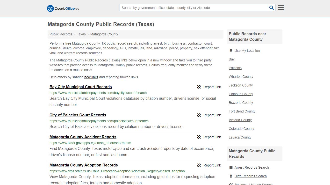 Public Records - Matagorda County, TX (Business, Criminal, GIS ...