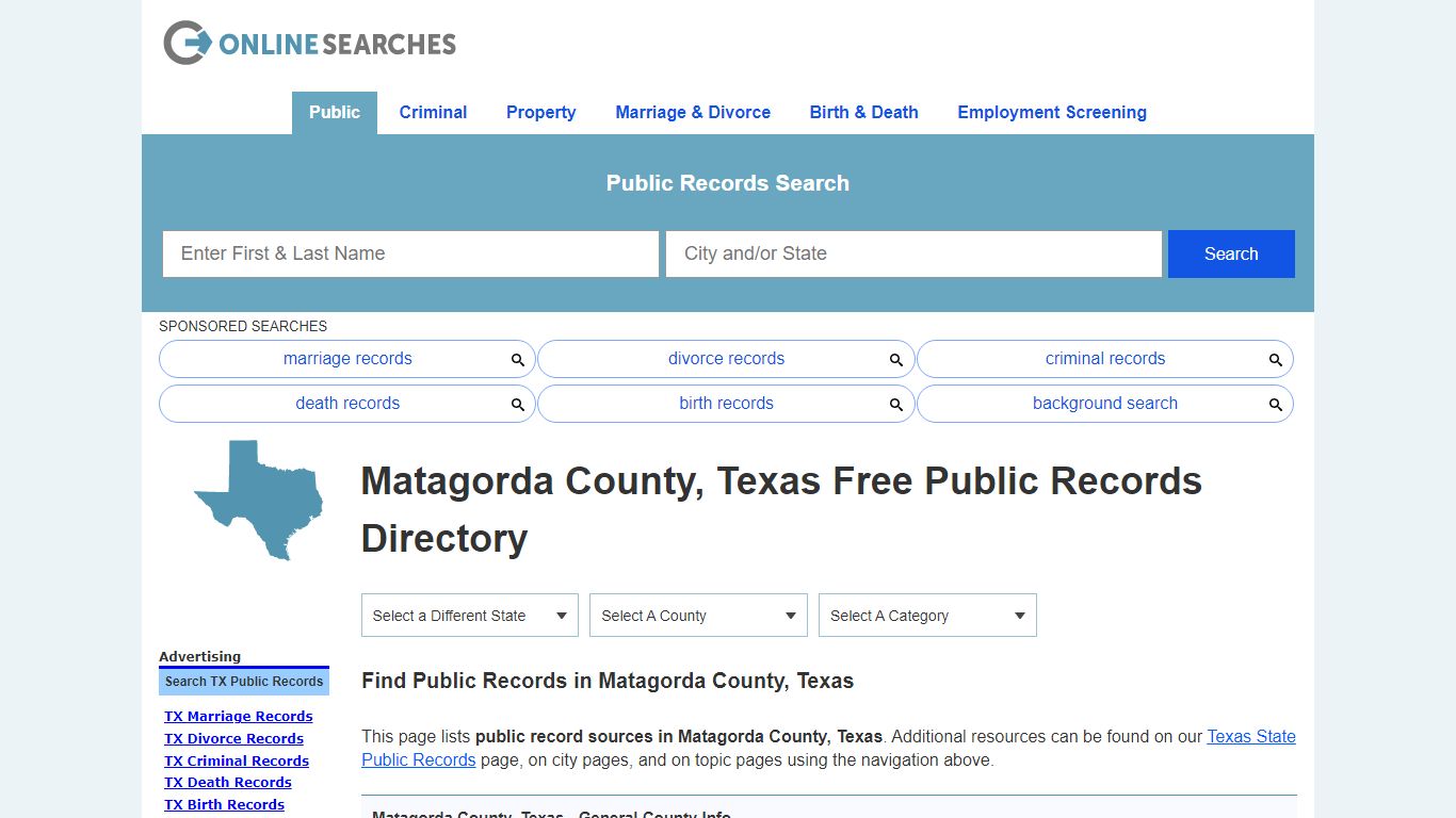 Matagorda County, Texas Public Records Directory