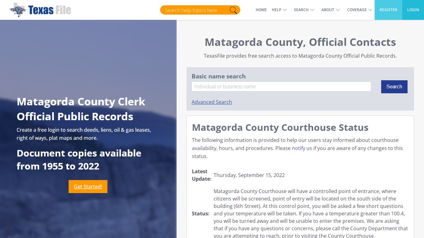 Matagorda County Clerk Official Public Records | TexasFile