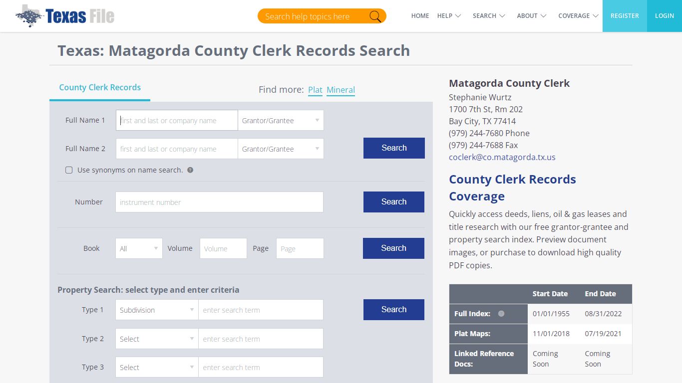 Matagorda County Clerk Records Search | TexasFile
